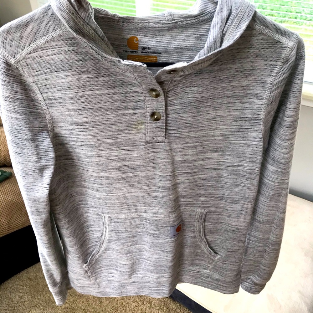 Carhartt half button-up pullover with pockets.